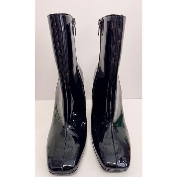Nine West Boots Size Patent Leather Size 8 Black Block Heel Square Toe - Picture 5 of 10